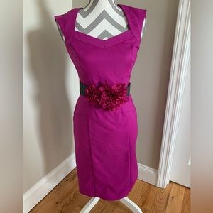 White House Black Market Dress with Flower Belt